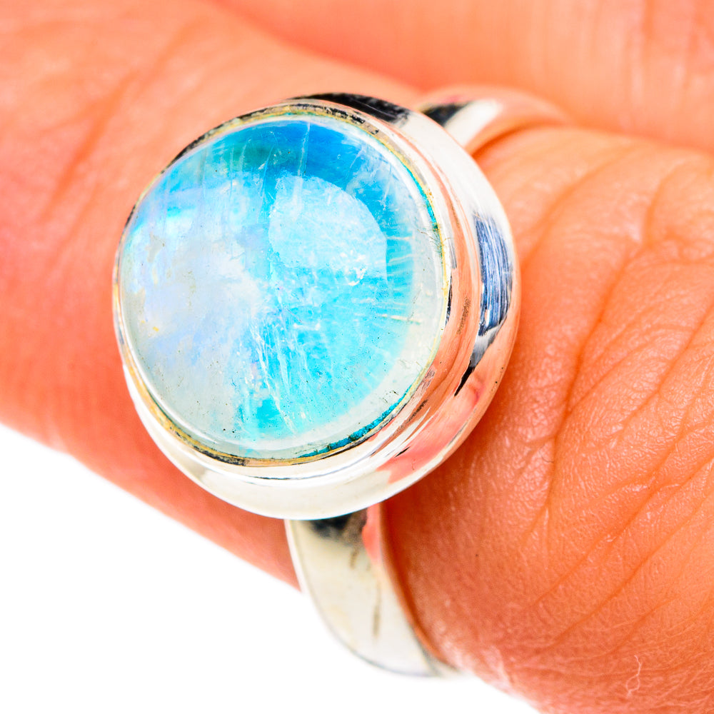 Rainbow Moonstone Rings handcrafted by Ana Silver Co - RING83608