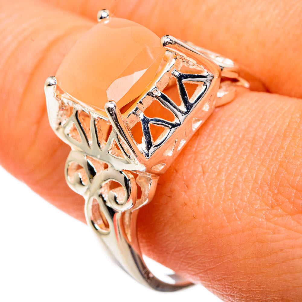 Peach Moonstone Rings handcrafted by Ana Silver Co - RING83658