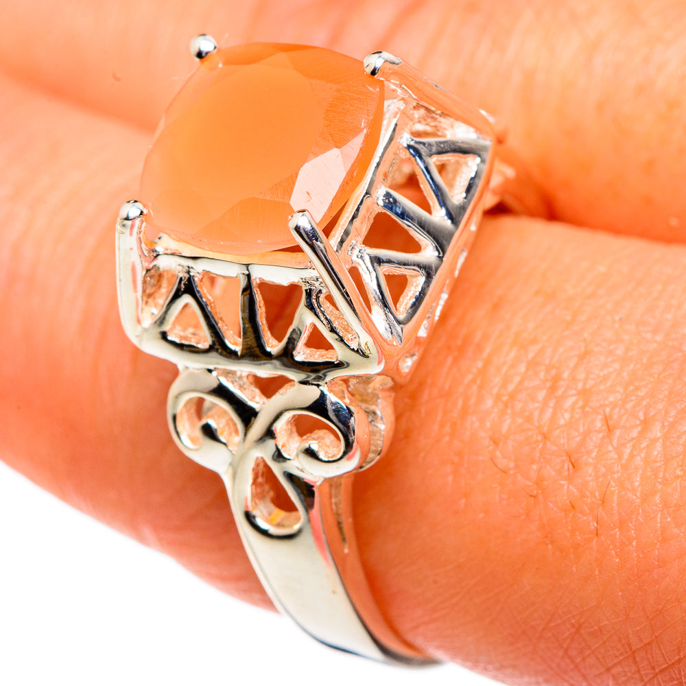 Peach Moonstone Rings handcrafted by Ana Silver Co - RING83698