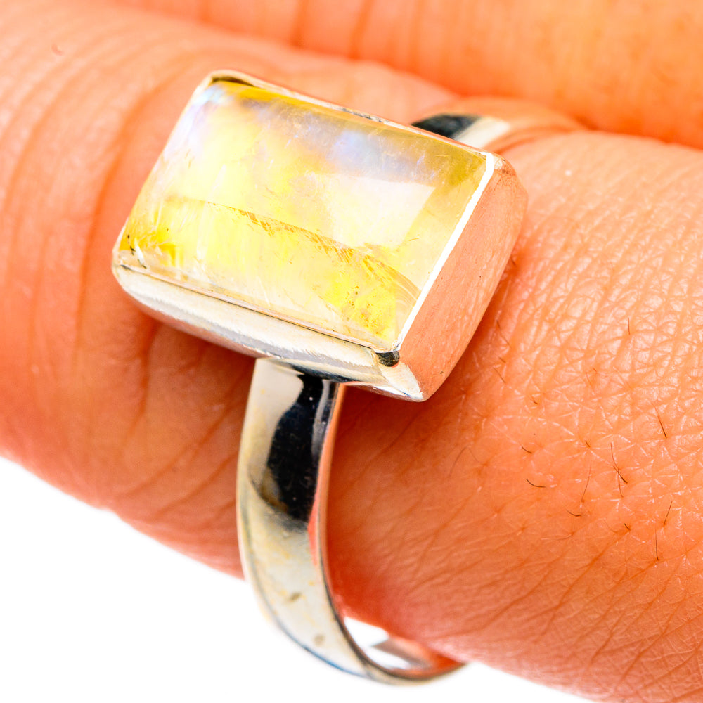 Yellow Moonstone Rings handcrafted by Ana Silver Co - RING83721