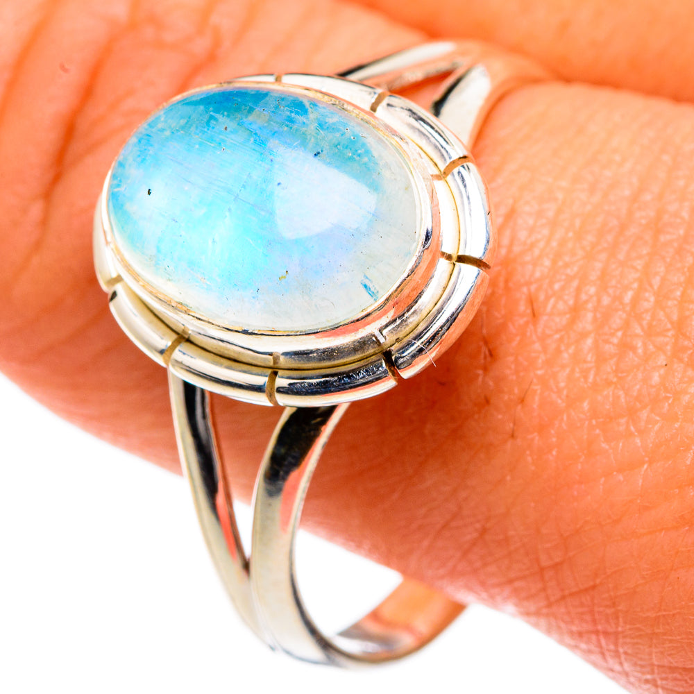 Rainbow Moonstone Rings handcrafted by Ana Silver Co - RING83730