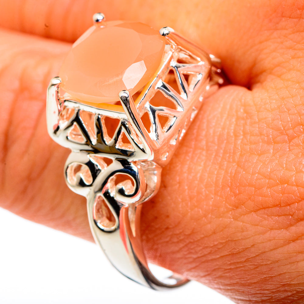 Peach Moonstone Rings handcrafted by Ana Silver Co - RING83739