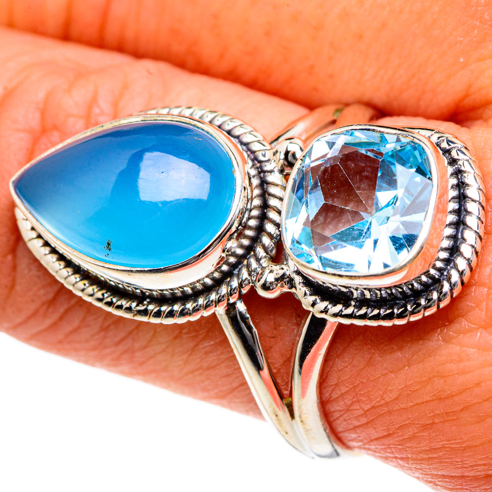 Aqua Chalcedony Rings handcrafted by Ana Silver Co - RING83832