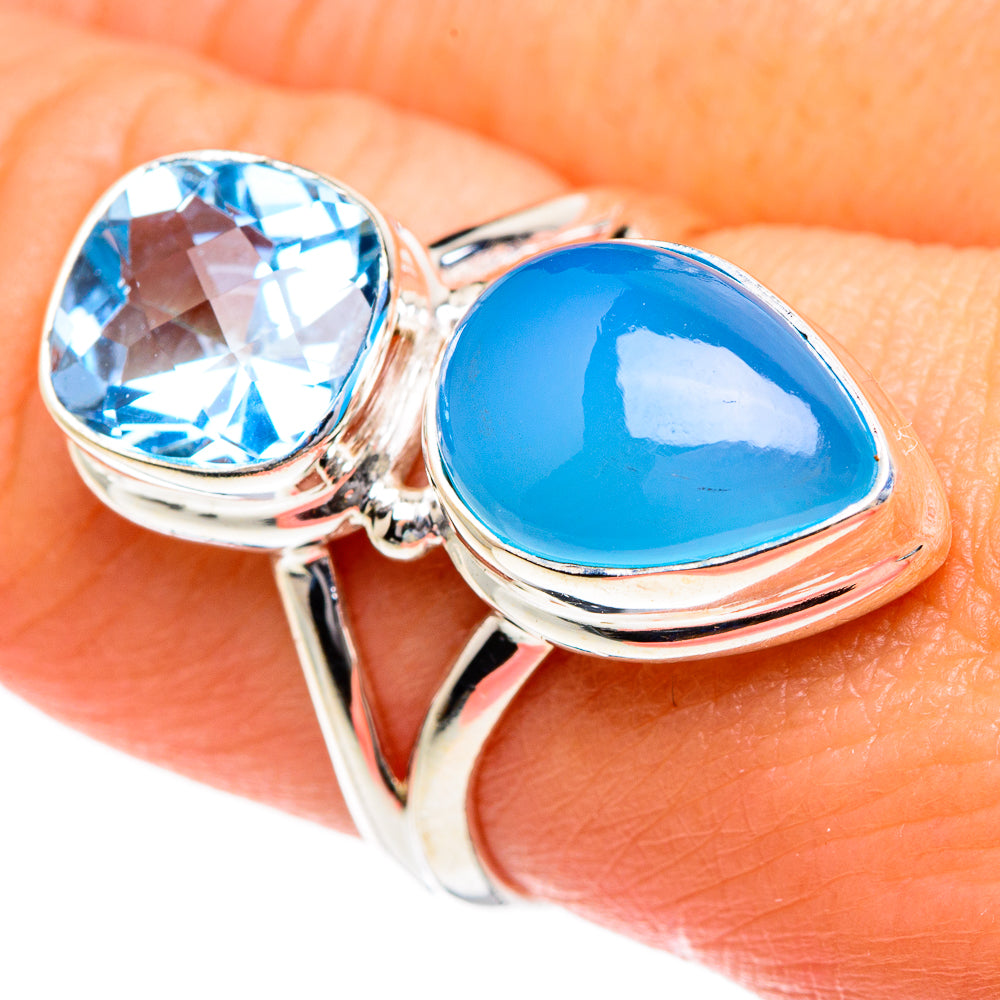 Aqua Chalcedony Rings handcrafted by Ana Silver Co - RING83901
