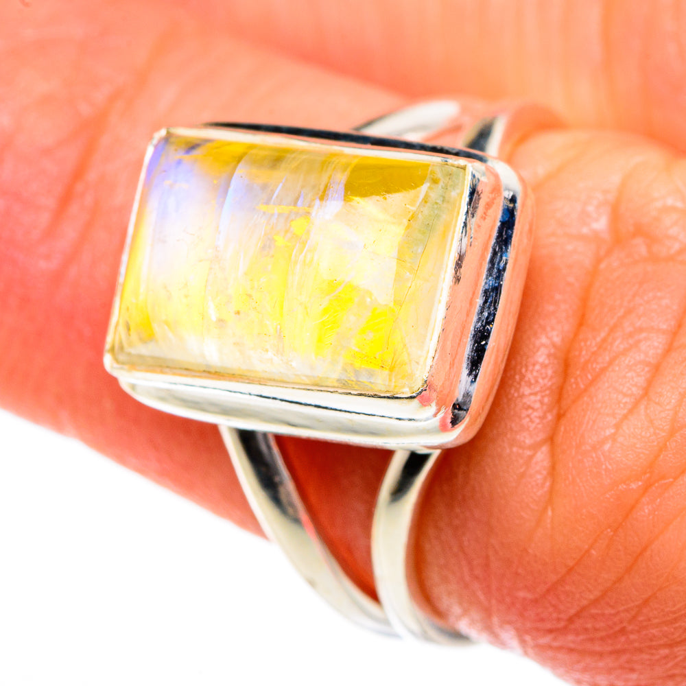 Yellow Moonstone Rings handcrafted by Ana Silver Co - RING83932
