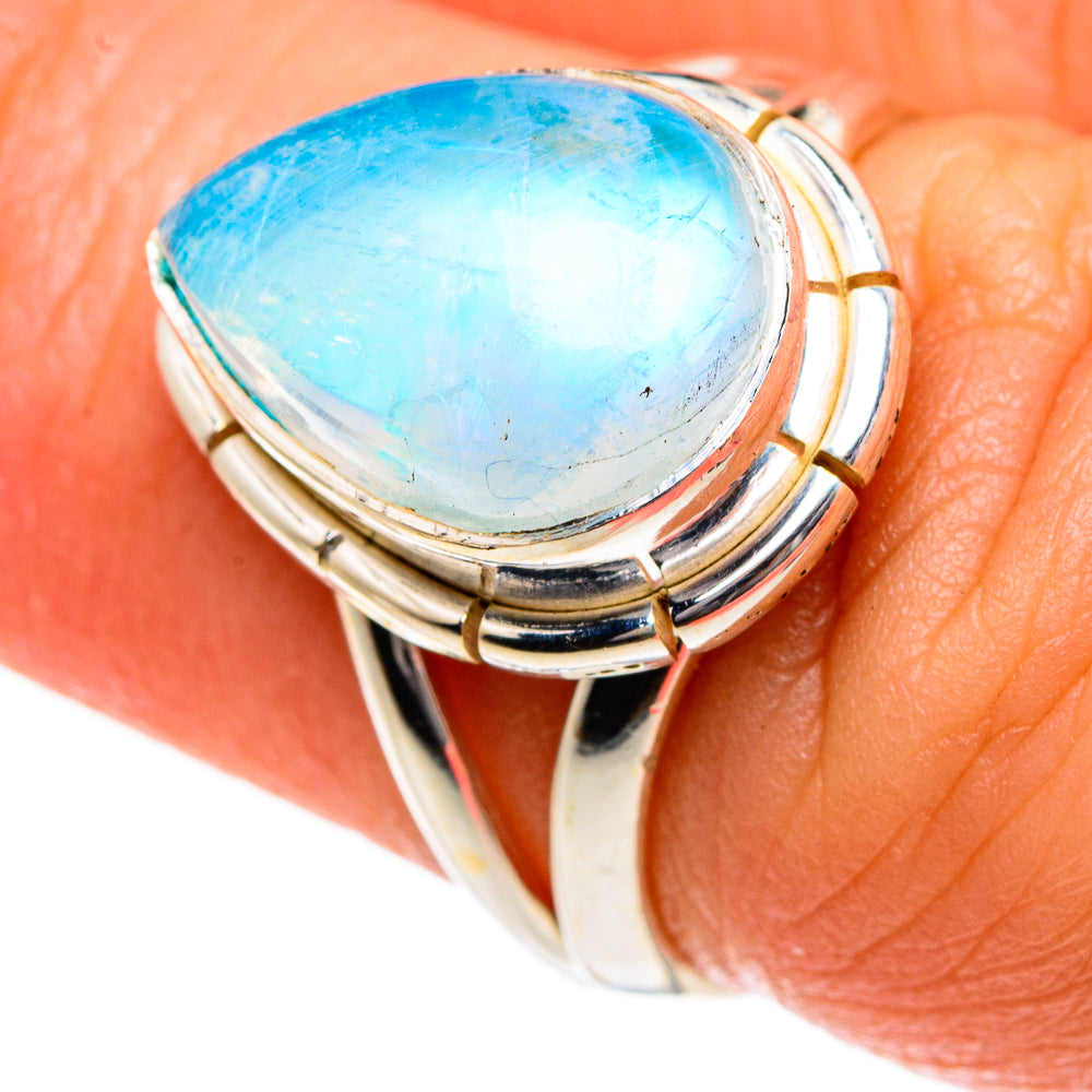 Rainbow Moonstone Rings handcrafted by Ana Silver Co - RING83940
