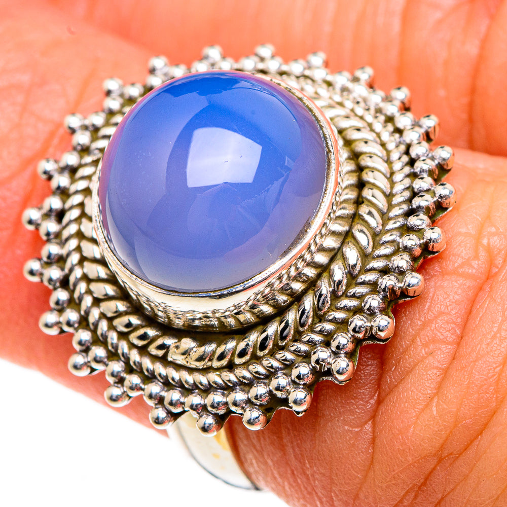 Aqua Chalcedony Rings handcrafted by Ana Silver Co - RING83977