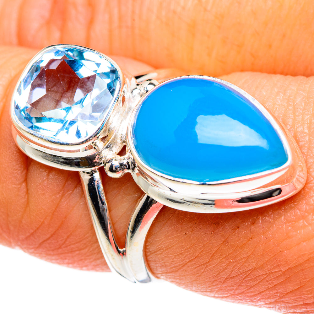 Aqua Chalcedony Rings handcrafted by Ana Silver Co - RING84013