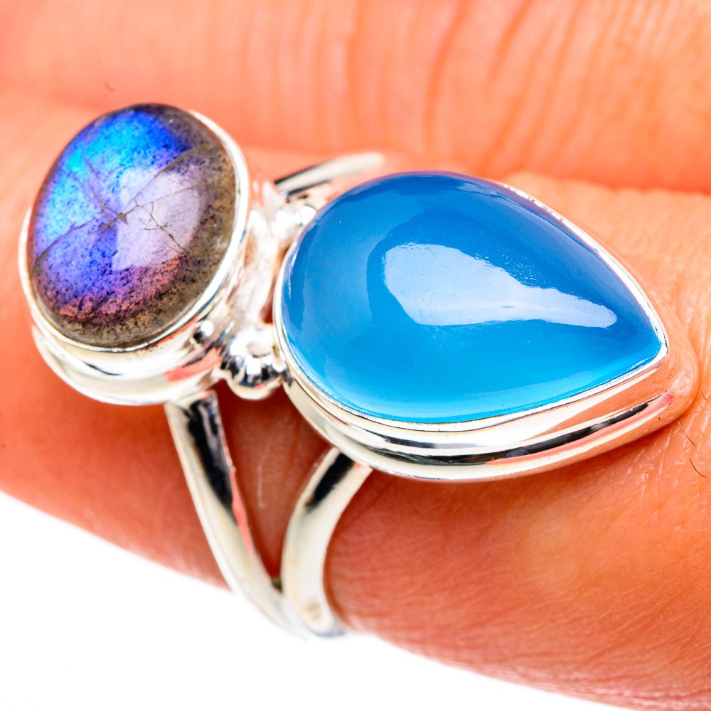 Aqua Chalcedony Rings handcrafted by Ana Silver Co - RING84050