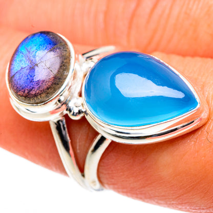 Aqua Chalcedony Rings handcrafted by Ana Silver Co - RING84050