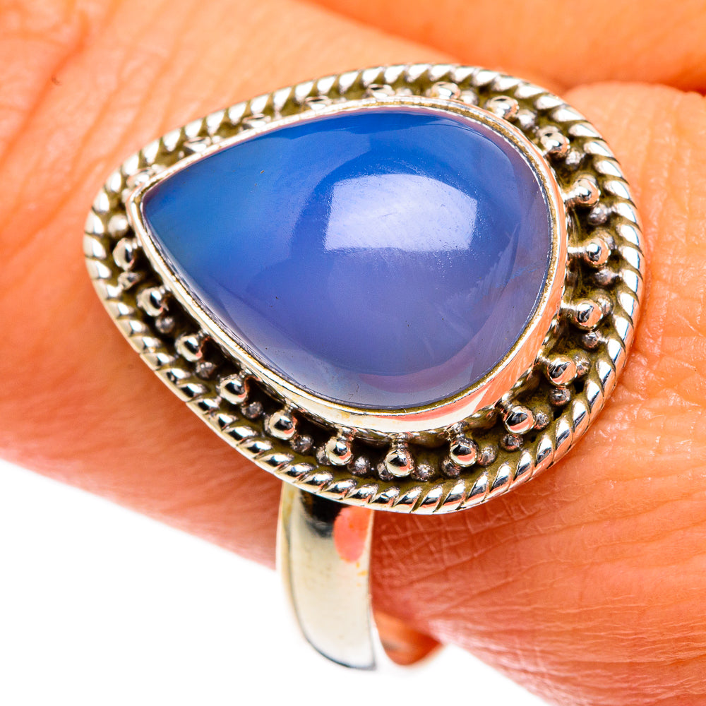 Aqua Chalcedony Rings handcrafted by Ana Silver Co - RING84054