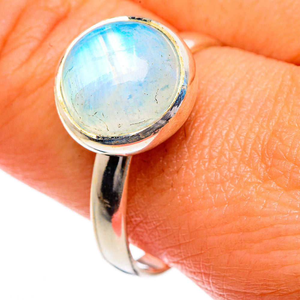 Rainbow Moonstone Rings handcrafted by Ana Silver Co - RING84056