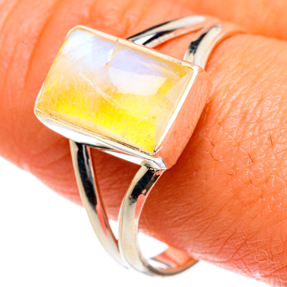 Yellow Moonstone Rings handcrafted by Ana Silver Co - RING84087