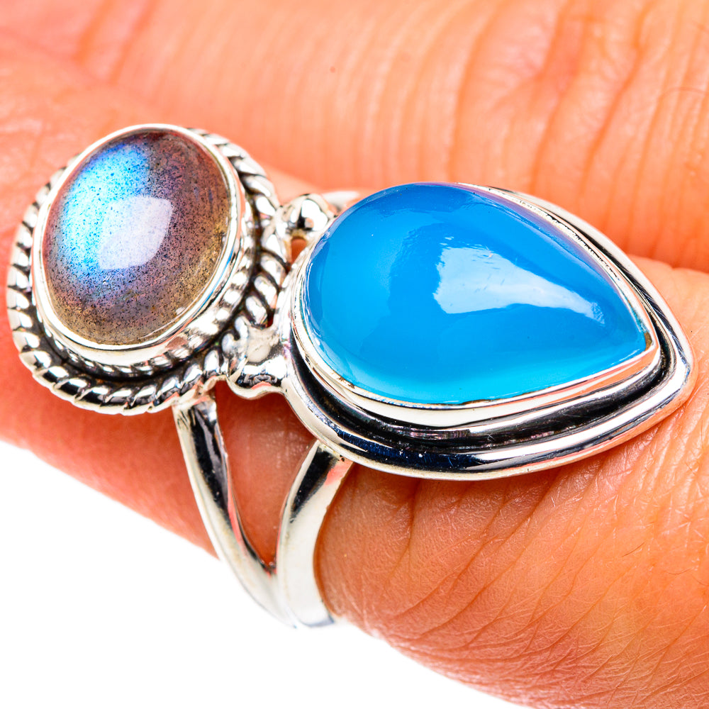 Aqua Chalcedony Rings handcrafted by Ana Silver Co - RING84128