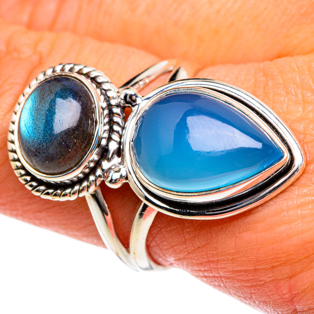 Aqua Chalcedony Rings handcrafted by Ana Silver Co - RING84149