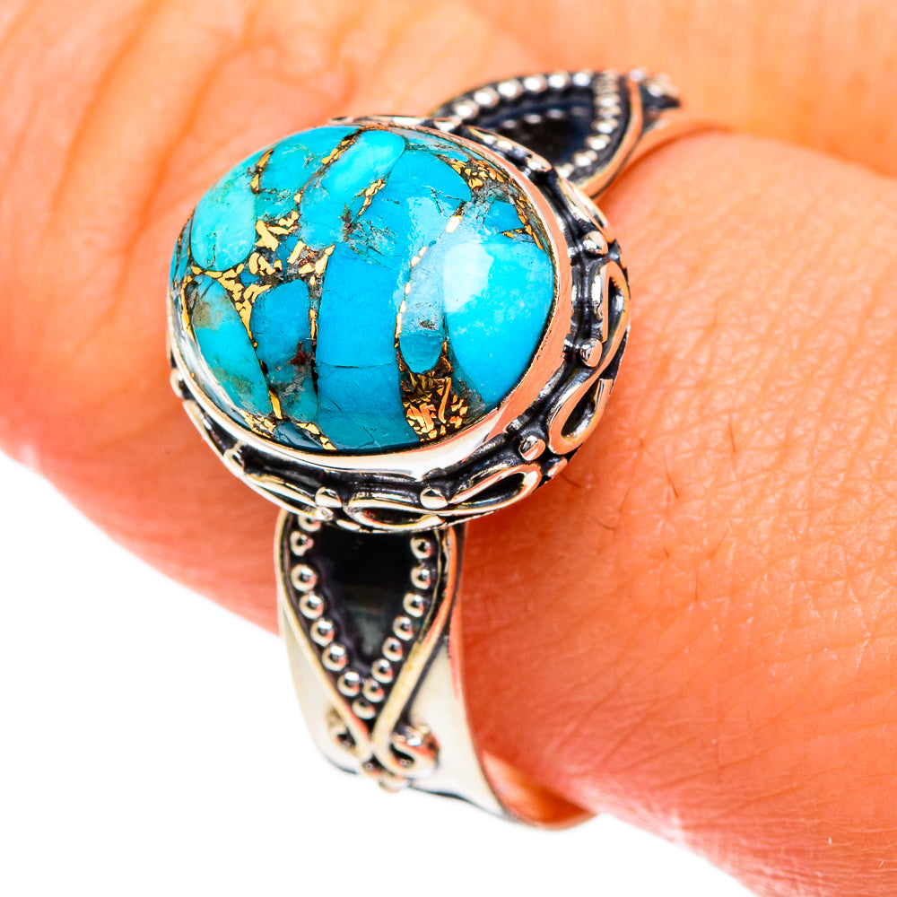 Blue Copper Composite Turquoise Rings handcrafted by Ana Silver Co - RING84179