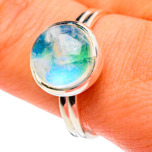 Rainbow Moonstone Rings handcrafted by Ana Silver Co - RING84184