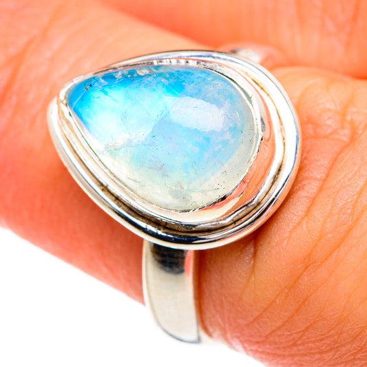 Rainbow Moonstone Rings handcrafted by Ana Silver Co - RING84231