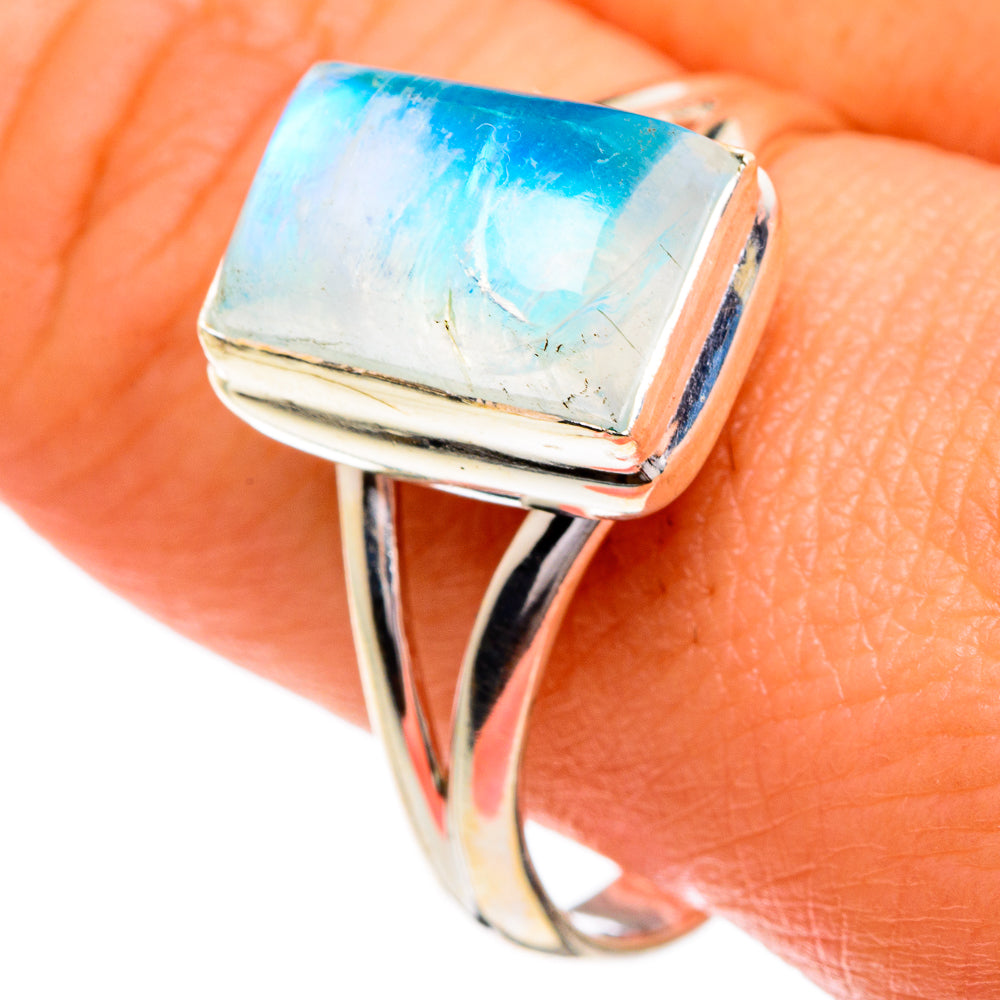 Rainbow Moonstone Rings handcrafted by Ana Silver Co - RING84275