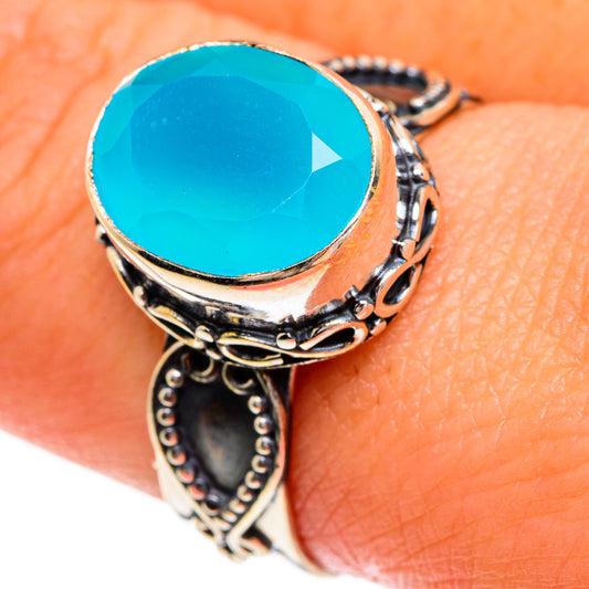 Aqua Chalcedony Rings handcrafted by Ana Silver Co - RING84304