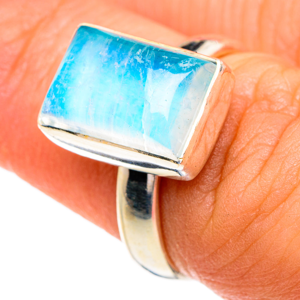 Rainbow Moonstone Rings handcrafted by Ana Silver Co - RING84313