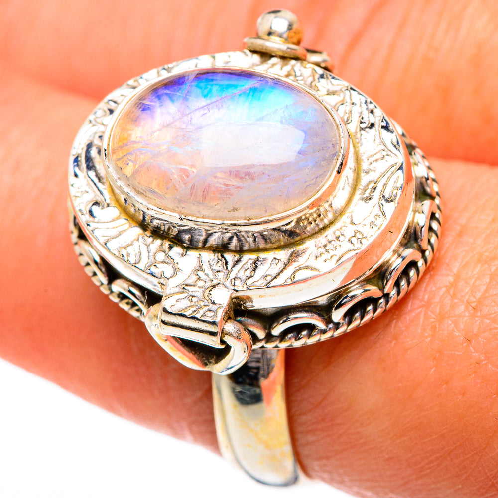 Rainbow Moonstone Rings handcrafted by Ana Silver Co - RING84379
