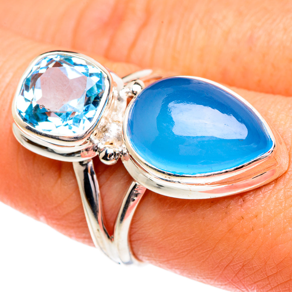 Aqua Chalcedony Rings handcrafted by Ana Silver Co - RING84432