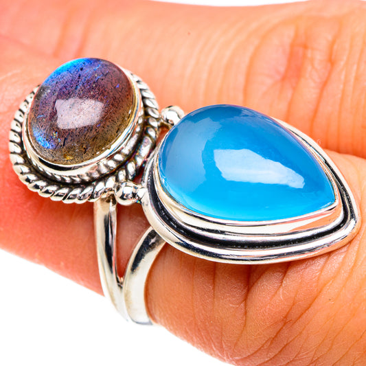Aqua Chalcedony Rings handcrafted by Ana Silver Co - RING84447
