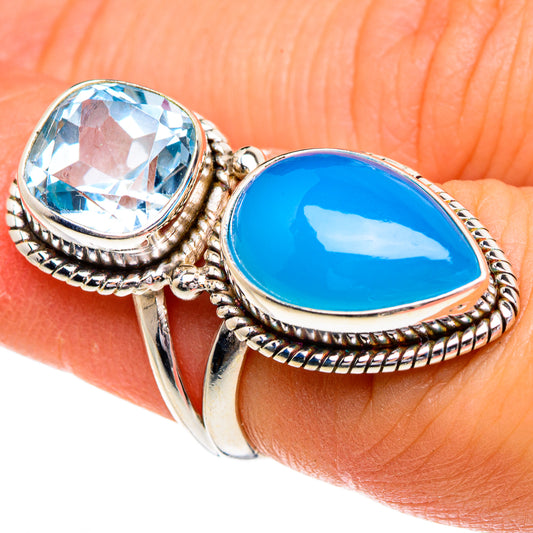 Aqua Chalcedony Rings handcrafted by Ana Silver Co - RING84448
