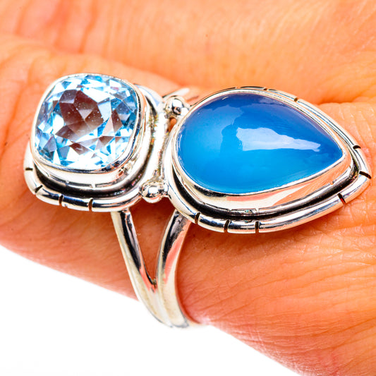 Aqua Chalcedony Rings handcrafted by Ana Silver Co - RING84449