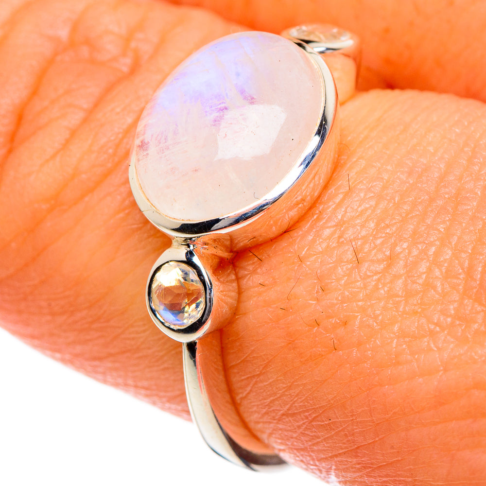 Rainbow Moonstone Rings handcrafted by Ana Silver Co - RING84503