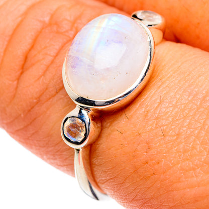 Rainbow Moonstone Rings handcrafted by Ana Silver Co - RING84538