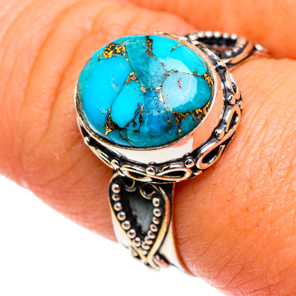 Blue Cooper Composite Turquoise Rings handcrafted by Ana Silver Co - RING84551