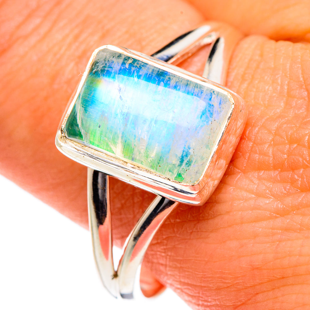 Green Moonstone Rings handcrafted by Ana Silver Co - RING84552