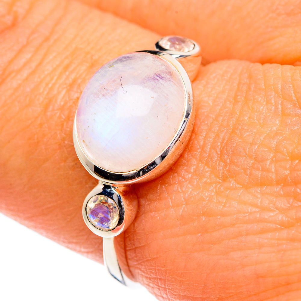 Rainbow Moonstone Rings handcrafted by Ana Silver Co - RING84576