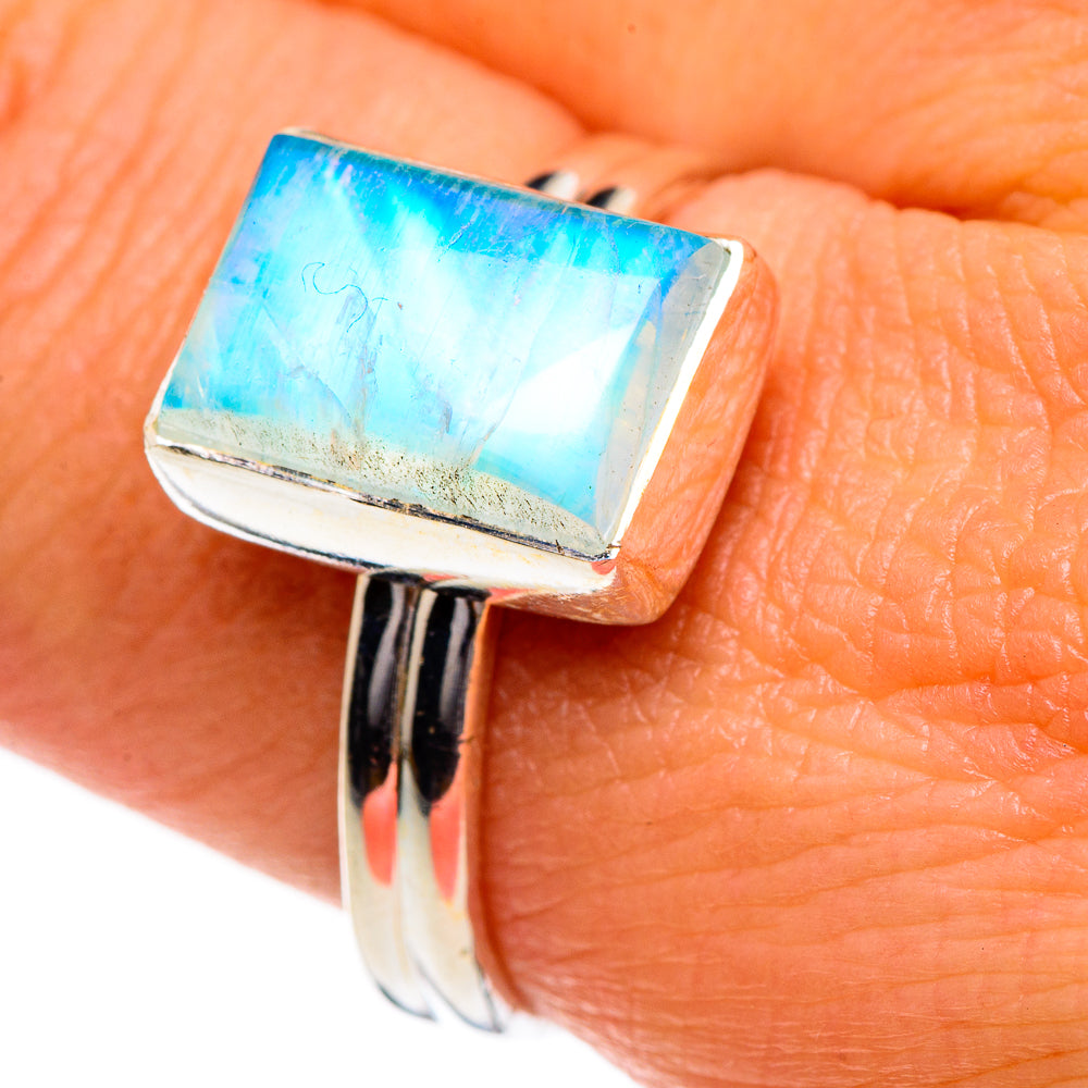 Green Moonstone Rings handcrafted by Ana Silver Co - RING84592