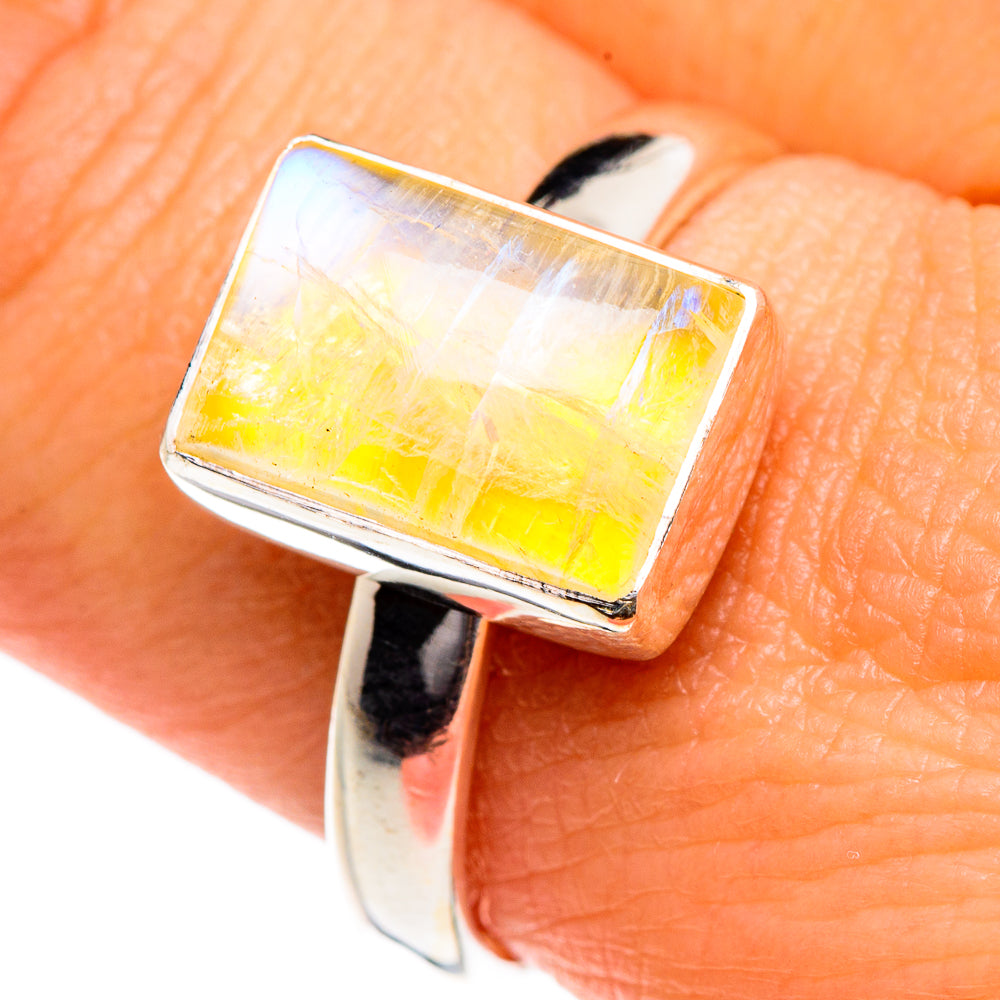 Yellow Moonstone Rings handcrafted by Ana Silver Co - RING84623
