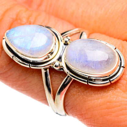Rainbow Moonstone Rings handcrafted by Ana Silver Co - RING84656