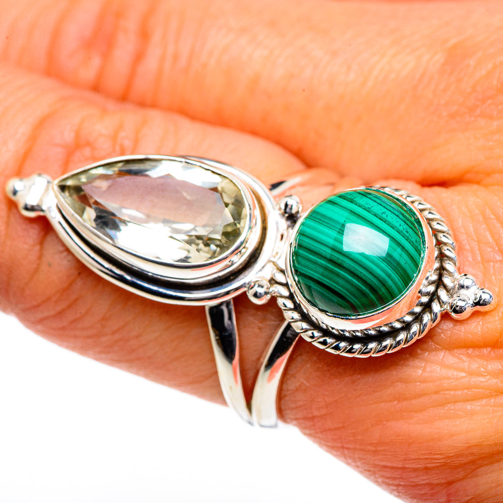 Malachite, Green Amethyst Rings handcrafted by Ana Silver Co - RING84726