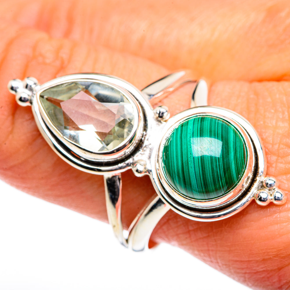Malachite, Green Amethyst Rings handcrafted by Ana Silver Co - RING84728