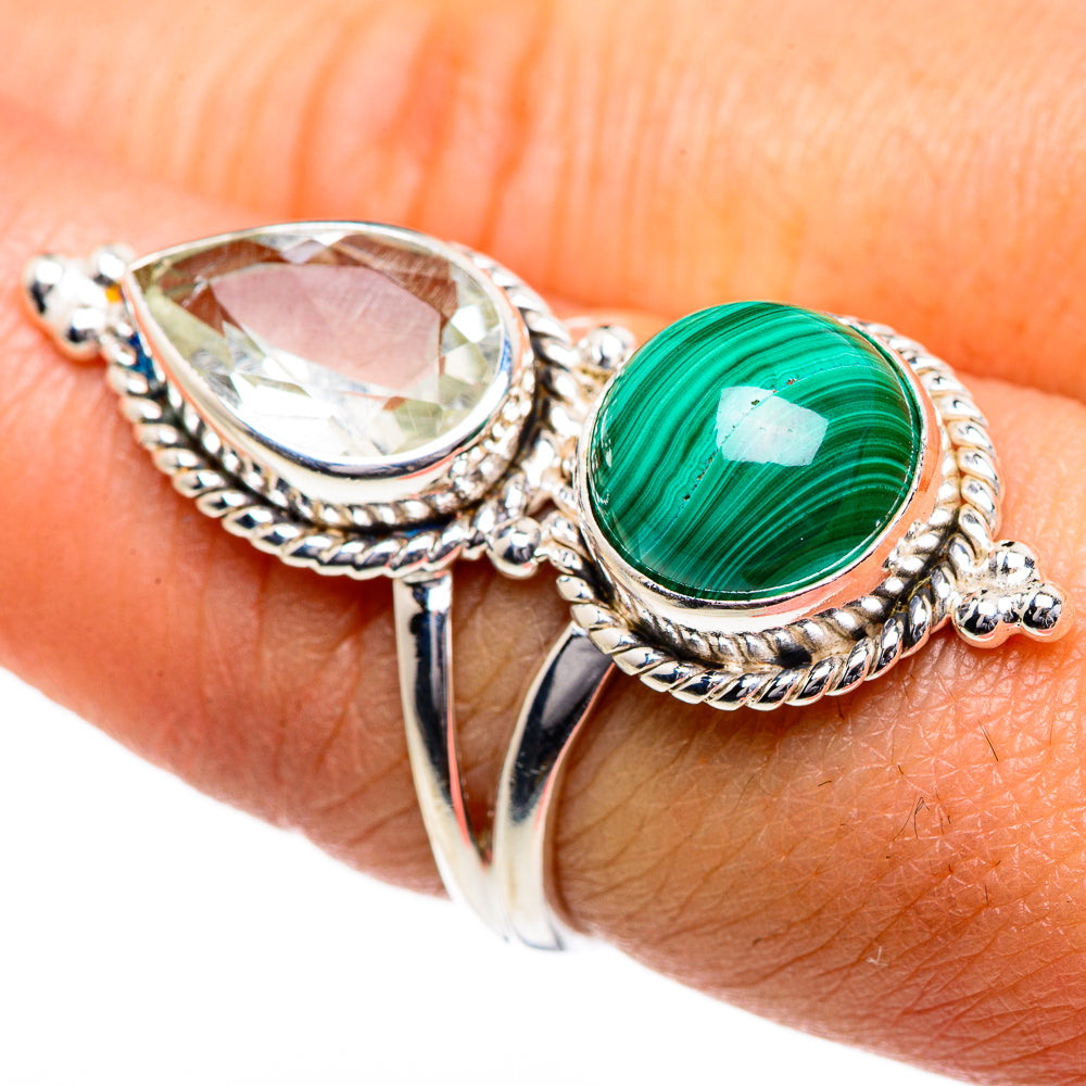Malachite, Green Amethyst Rings handcrafted by Ana Silver Co - RING84752