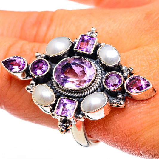 Amethyst, Cultured Pearl Rings handcrafted by Ana Silver Co - RING84761