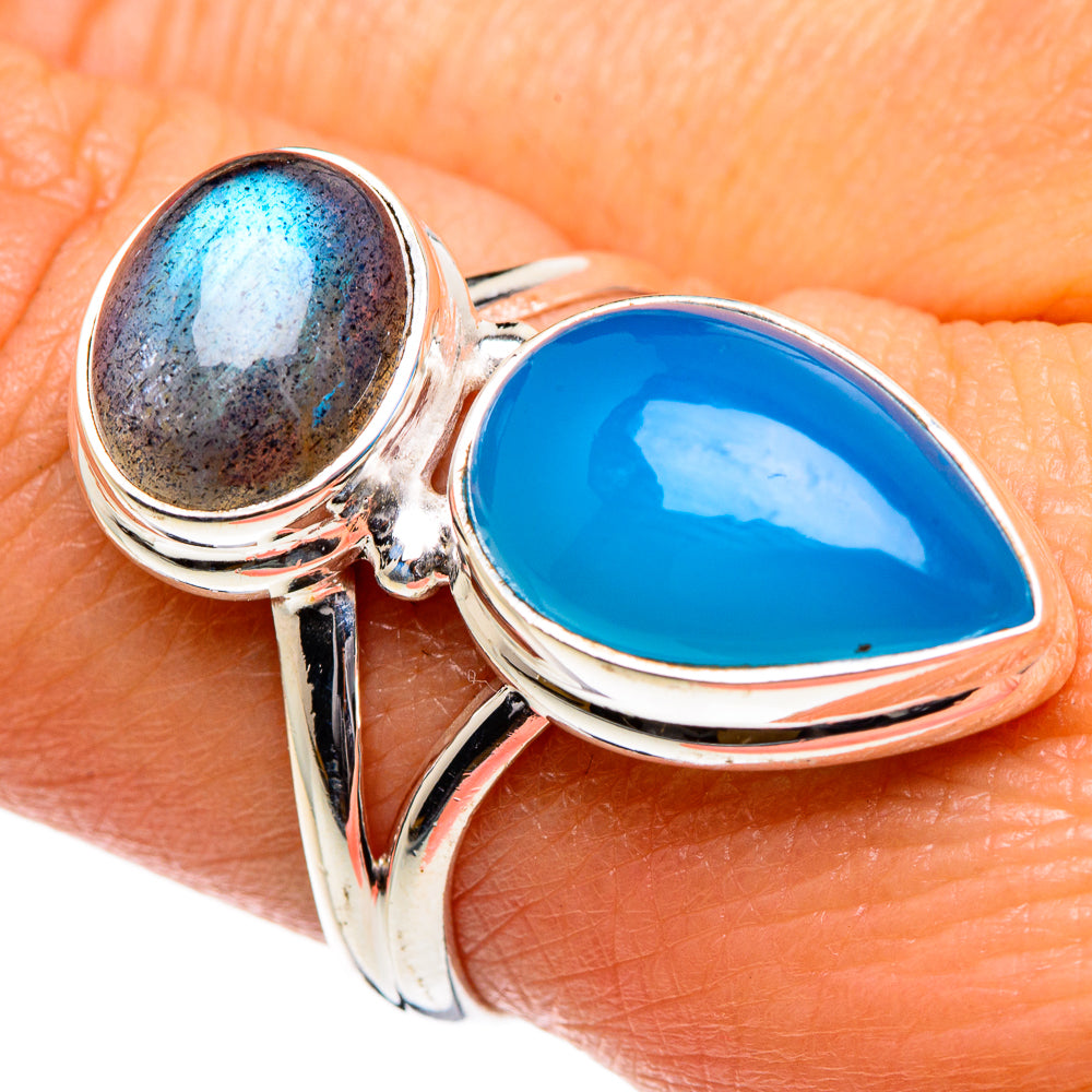 Aqua Chalcedony, Labradorite Rings handcrafted by Ana Silver Co - RING84770