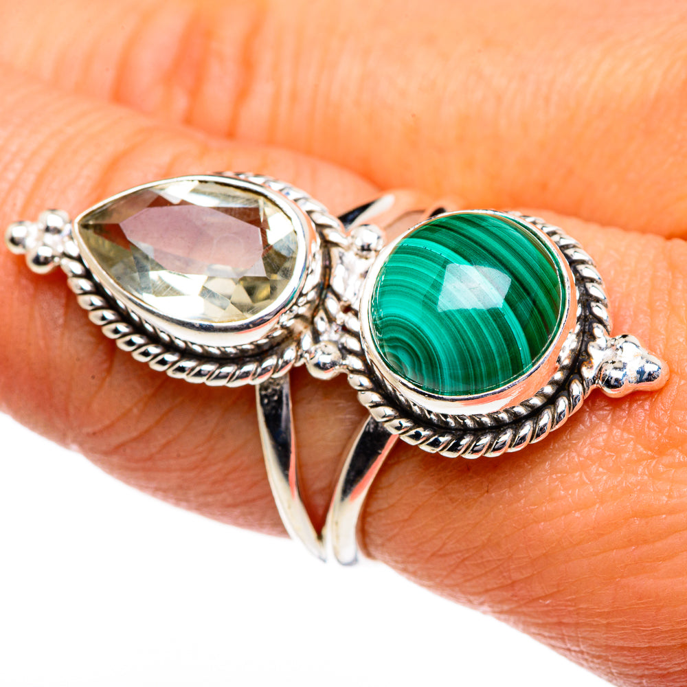 Malachite, Green Amethyst Rings handcrafted by Ana Silver Co - RING84775
