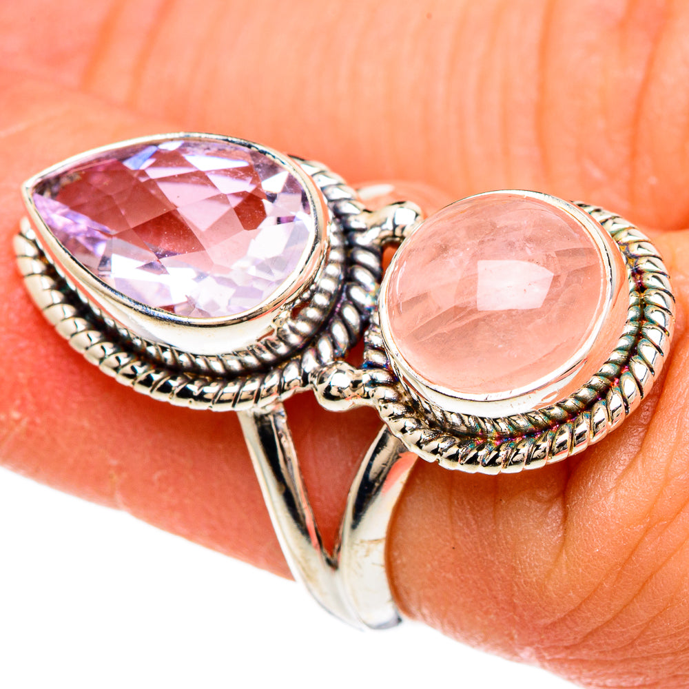Amethyst, Rose Quartz Rings handcrafted by Ana Silver Co - RING84822
