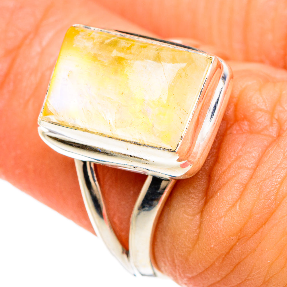 Yellow Moonstone Rings handcrafted by Ana Silver Co - RING84830