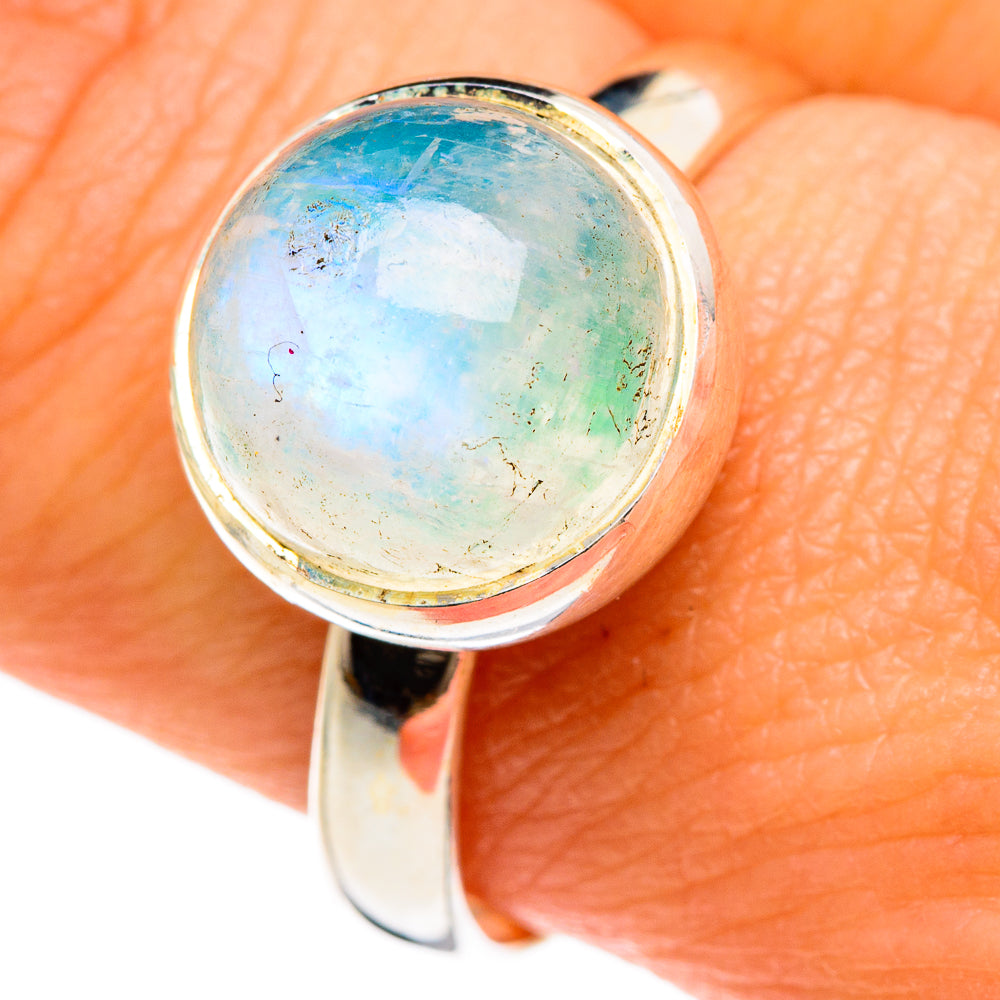 Green Moonstone Rings handcrafted by Ana Silver Co - RING84845
