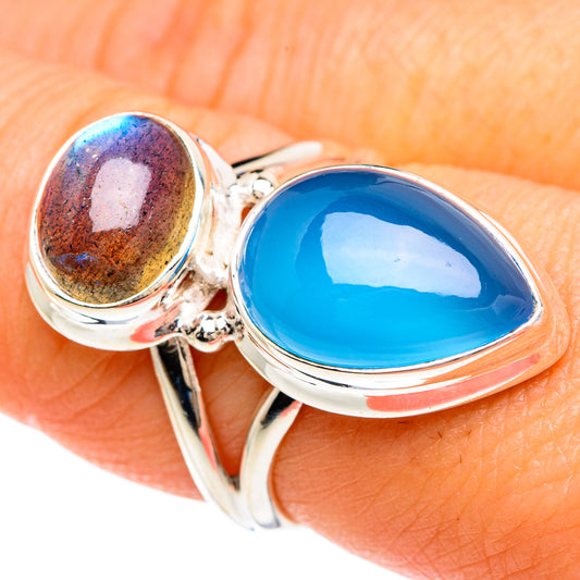 Chalcedony, Labradorite Rings handcrafted by Ana Silver Co - RING84879