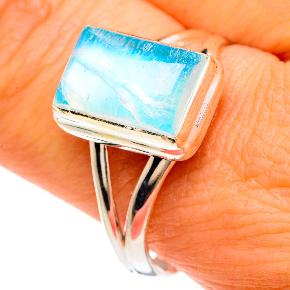 Rainbow Moonstone Rings handcrafted by Ana Silver Co - RING84887