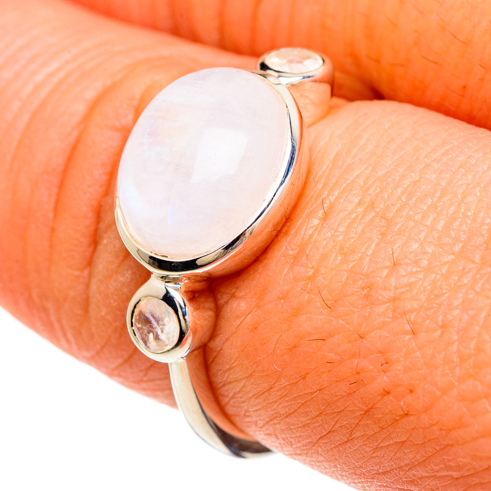 Rainbow Moonstone Rings handcrafted by Ana Silver Co - RING84917